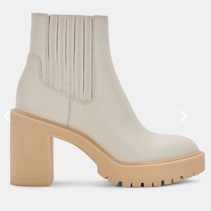 Caster H2O Bootie Waterproof rubber sole ivory Leather Dolce Vita